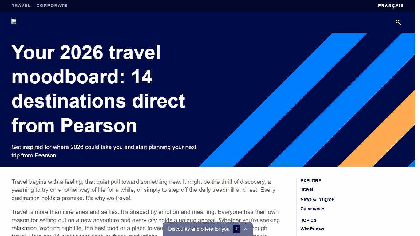 Your 2026 travel moodboard: 14 destinations direct from Pearson Pearson Airport