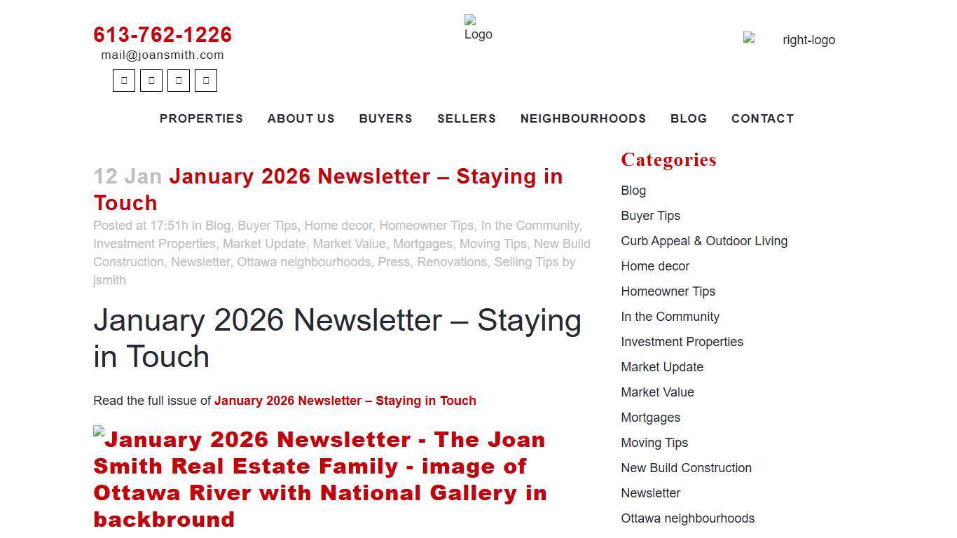 January 2026 Newsletter Joan Smith Real Estate Family
