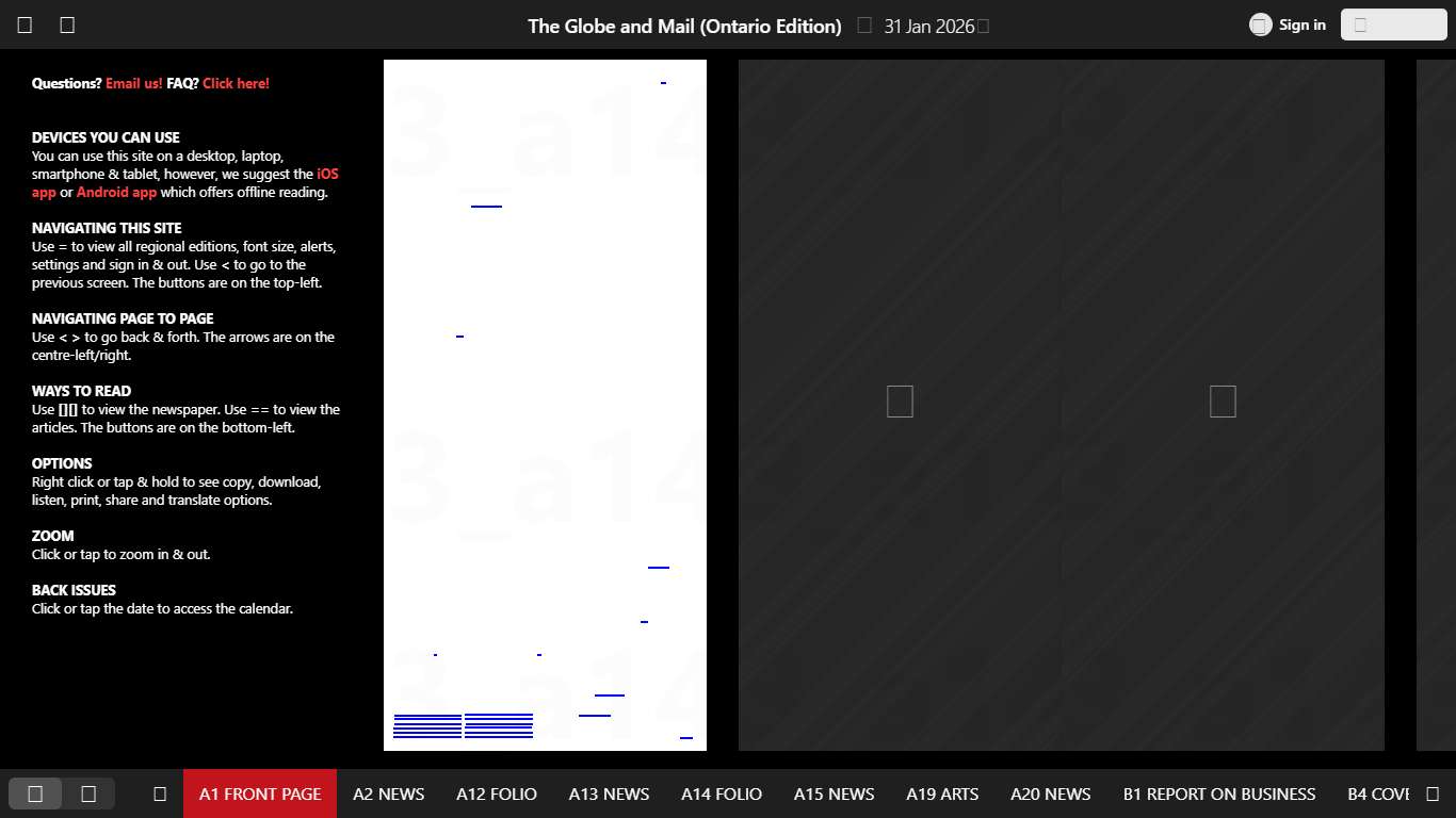 Globe2Go, the digital newspaper replica of The Globe and Mail