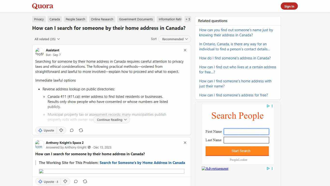 How to search for someone by their home address in Canada - Quora